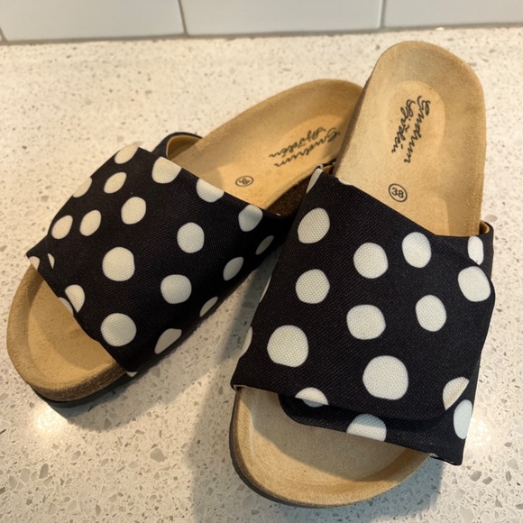 Slide Sandals Gudrun Sjoden Boho Polka Dot Size 38 Like New - Picture 3 of 11